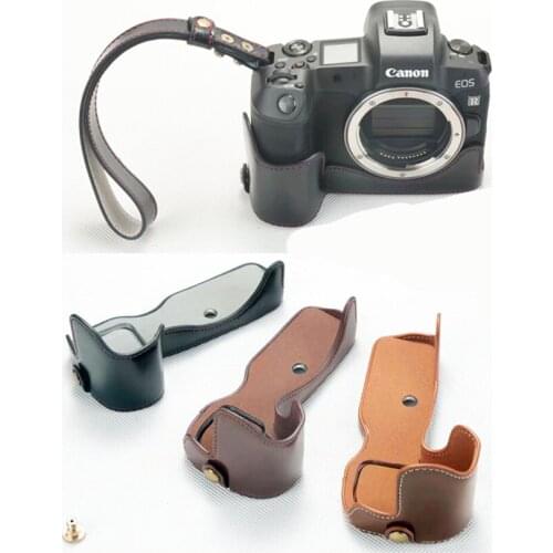 PU Leather Opening Version Protective Camera Bag Half Body Case For Canon EOS R Camera Bottom Cover Base