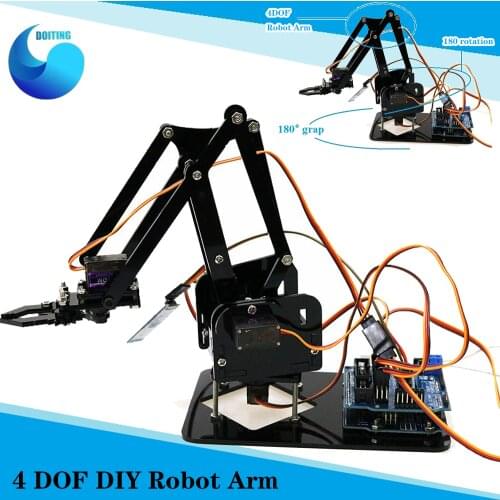 Remote Control 4 DOF DIY Assembled Acrylic Robot Arm 4 DOF Acrylic Toys Robot Mechanical Arm Claw Kit for Arduino DIY sg90 mg90