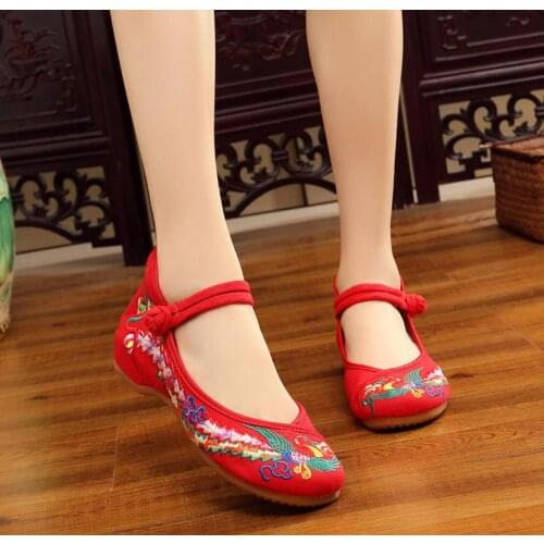 Luxury Designer square dancing cattle tendon bottom embroidered cloth shoes national style womens shoes Female fashion shoes