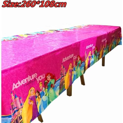 260x108CM Tablecloth Snow White Princess Rapunzel Belle Theme Party Table Cover Girls Birthday Party Decorations Picnic Supplies