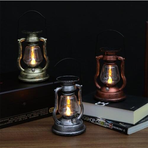 LED Vintage Solar Lantern Light Flicker Flame Solar Hanging Light Outdoor Camping Night Lights For Landscape Garden Patio Deck