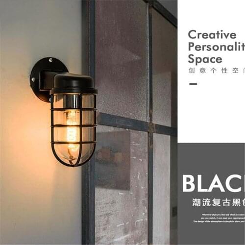 Vintage Retro Wall Lamps,Iron Black Wall Sconces,Rainproof Indoor Outdoor Wall Lights,Porch Bar Garden Living Room Aisle Lamps