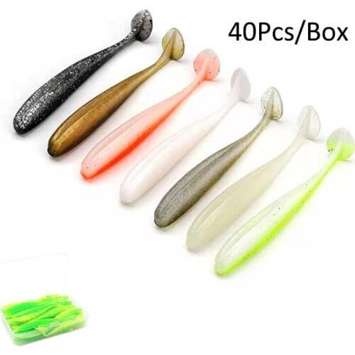 40pcs Fishing Jig Wobblers Soft Silicone Bait 70mm Cannibal Artificial Wobblers Fishing Lures Fish Carp Bass Fishings Tackle