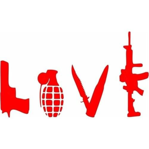 Funny sticker Funny sticker Wholesale Love With Pistol Knife Gun Love Sticker Vinyl Decal 16cm