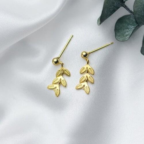 MloveAcc 925 Sterling Silver Sparkling Leaves Drop Earrings Women for Women Gold Color Engagement Jewelry