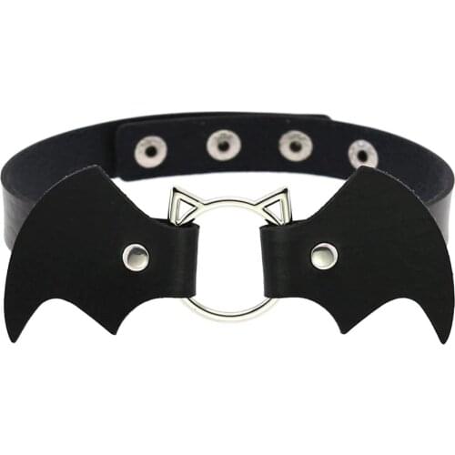 KMVEXO Sexy Leather Choker Necklace Women Harajuku Bat Fashion Turkish Festival Rave Jewelry Punk Gothic Necklace For Girls 2019