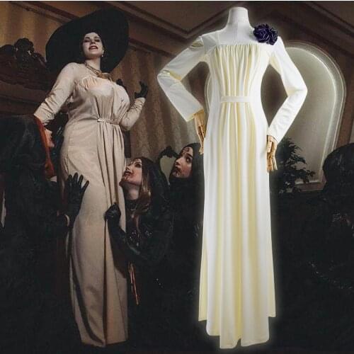 Evil Village Vampire Madam Chatelain Alcina Biohazard Dimitrescu Cosplay Costume Halloween Party Lady Fancy Dresses