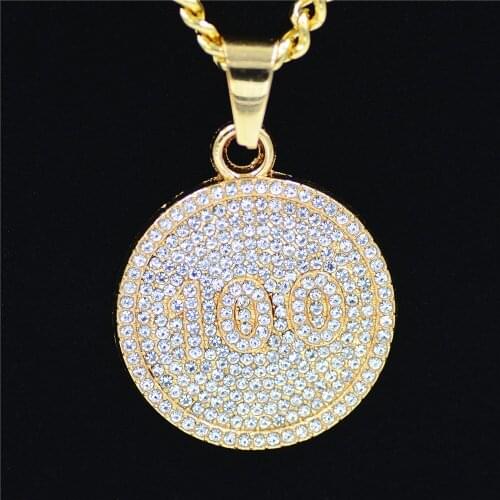 Gold 100 Crystal Necklace Hip Hop Dance Charm Chain Hiphop Golden Chock Necklace For Man Lover Jewelry Hiphop Jewelry
