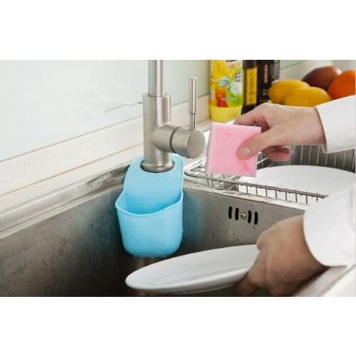1PC Sink Storage Basket Kitchen Organizer Tools Snap Type Tank Hanging Bag Kitchen Shelf Cradle Rack Sponge Drain Holder OK 0234