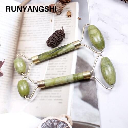 1pcs Natural crystal Wafer Head massager For Face stick jade quartz stone Roller Anti Cellulite massage facial wrinkles Jade