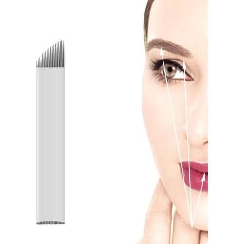 Free Shipping 100PCS 17 Pins Eyebrow Tattoo Blade Microblading Needles Silver color Tattoo Needle for Eyebrow Top Quality