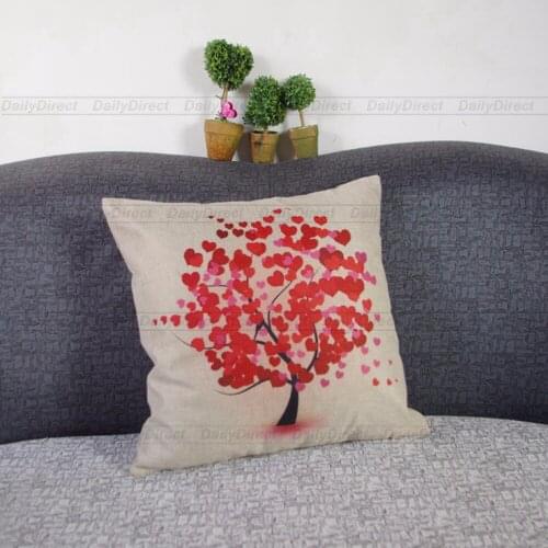 1x Cushion Case Composite Linen Cushion Cover Heart Tree 42x42cm 16.5x16.5" Sofa Car Seat Throw Pillow Cover