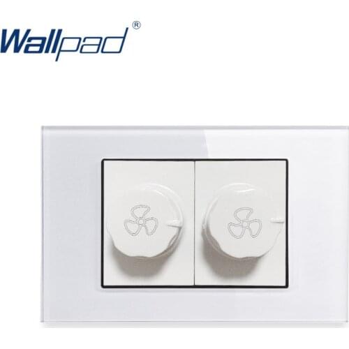 2 Dual Fan Speed Regulator Wall light Switch Wallpad Luxury Tempered Glass Panel Rocker Button 118*75mm 16A AC 110-250V