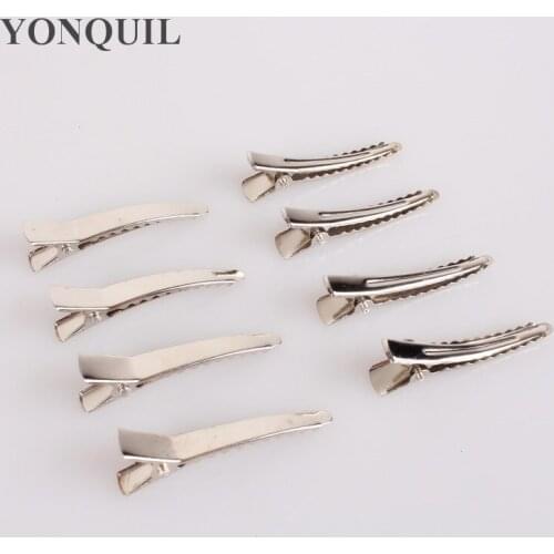 200PCS/LOT 45MM Single Prong Alligator Women and Girl Clip Silver Metal Hair Clips DIY Hair Accessories for Fascinator Decor