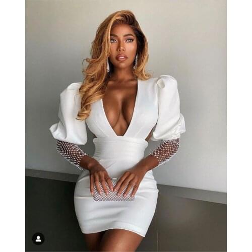 2021 New Fashion Women Designer Black White Mini Hollow Out Sexy Elegant Party Dress