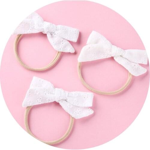 3PCS/set Cotton Hollow out trimming Nylon Headbands /Hair Clips For Baby White Hair Bow Barrettes Baby Girls Hair Accessories