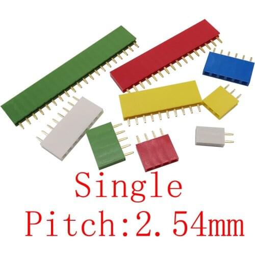 50Pcs Pitch 2.54mm Single Row Female Socket PCB Board Pin Header Connector 2P-40Pin Female Header Strip Pinheader for Arduino