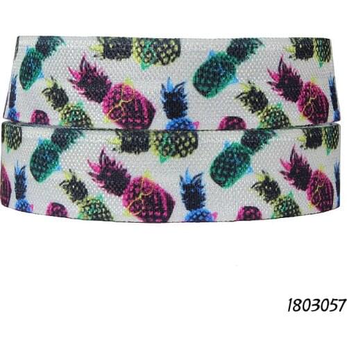 50 yards/lot) Flora Ribbons special design colorful pineapple printed fold over elastic ribbon