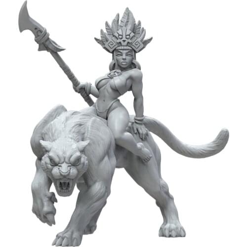 75mm Resin Model Kits Leopard and Queen Figure Unpainted No Color RW-105