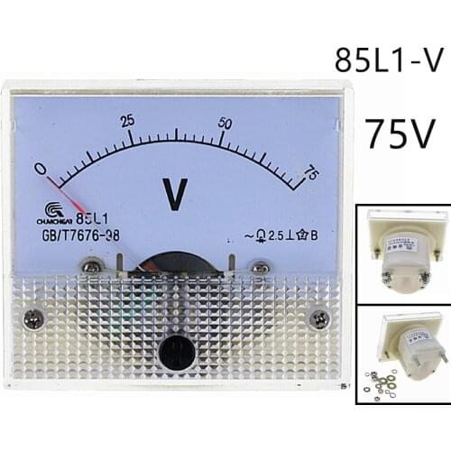 AC Analog Meter Panel 75V Volt meter Ammeters 85L1 0-75V Gauge