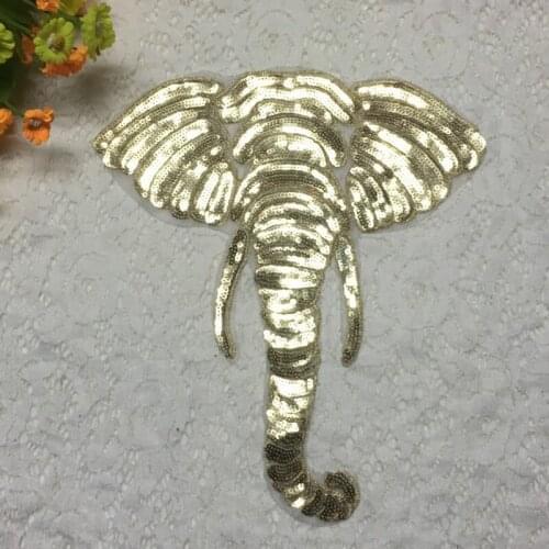 20pcs Appliques Jeans Jacket Patchwork Elephant Sequined Glitter Patches Embroidered Patch For Clothing Garment Hoodies Badge