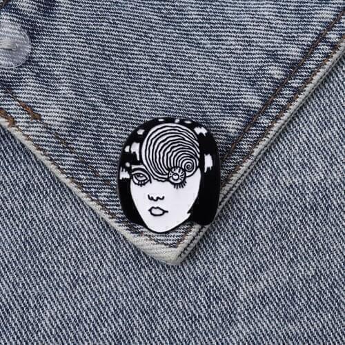 Dizzy Eye Enamel pin Custom Black White Brooch Bag Clothes Lapel Pin Punk Style Girl Badge Confused Mind Jewelry Gift Overthink