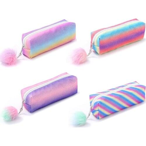 Color Pattern Pencil Bag Pen Case Special Macaron Color Dual Side Canvas Storage Pouch Stationery School Travel Gift New