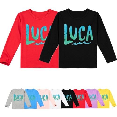 2-15Y Spring Autumn Cartoon Clothes Kids Boy Luca Print Long Sleeve T-shirt Toddler Girl O-neck Tops Children Fashion Tees