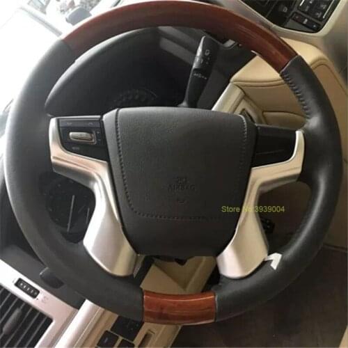 For TOYOTA LAND CRUISER 2016 2PCS Matte ABS Chrome Car Interior Mouldings Steering Wheel Cover Trim Car Styling Accessories