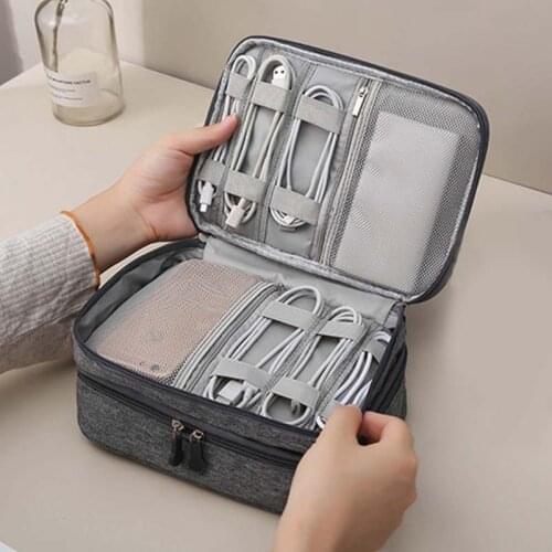 Double Layer Multifunction Digital Organizer Bag Usb Charger Wires Zipper Storage Pouch Kit Case Travel Packing Cube