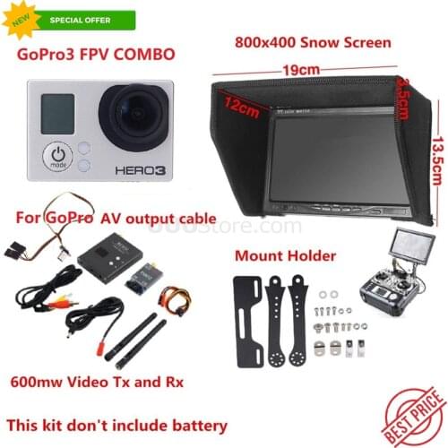 Gopro 4K FPV Combo 800x480 Non-blue Monitor + 600mw Tx and Rx + Radio Holder For RC Drone QAV250