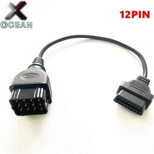 For GAZ 12Pin To OBD2 OBDII 16Pin Male to Female Heavy Duty Truck cable for GAZ 12 PIN OBD Connector Adapter Cable
