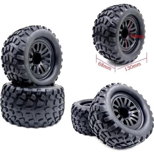 RCTOYFUN 4pcs Wheel Rims And 128×66mm Tyres Simulation Appearance Accessories For 1/10 RC Monster Truck Truggy HSP 94111 94188