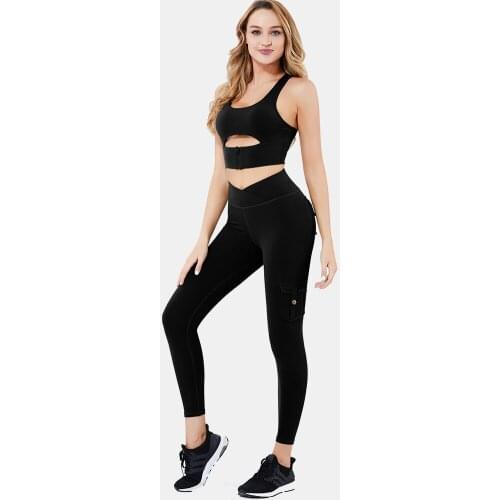 21New Ins Women Yoga Set Seamless High Waist Flexible Bra Pockets Leggings Workout Clothes for Women Sports Gym Clothing Fitness