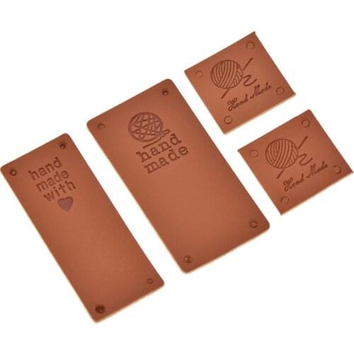 24PCS/lot Handmade Letter Leather Labels For Clothing Decoration DIY Crafts Sewing Jeans Bags Hats Fabric Supplies Accessories