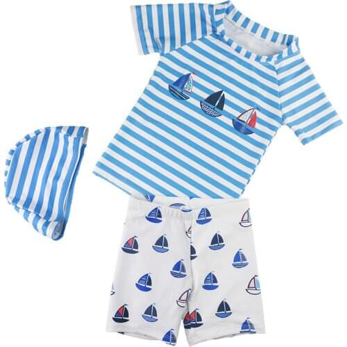 Swimming Suit 3 Pieces Boys Swimsuit UV Protection Shorts For Kids Cartoon Trunks Baby Swimwear Children Diving Suit Beach Wear