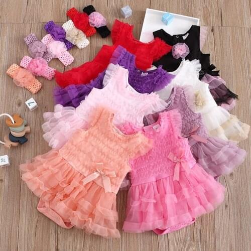 Baby Girls Summer Dresses 0-1 Year Old Princess Birthday Party Net Yarn Infant Sleeveless Fluffy Dress Boutique Kids Clothing