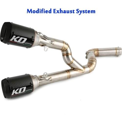 Modified Motorcycle Exhaust System Mid Link Pipe Connecting Tube Slip On 51MM Muffler Tips Set For 1290 Super Duke R 2014-2016