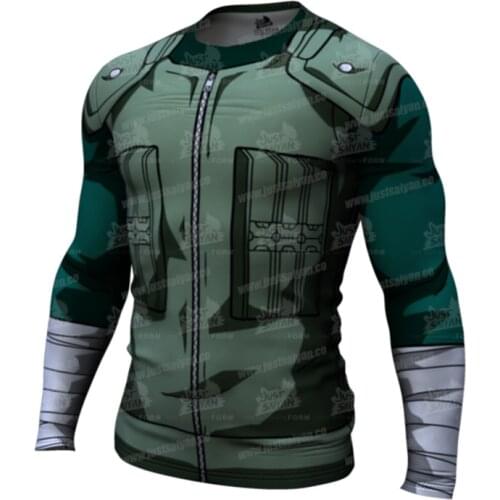 Mens 3D Compression Shirt Bodybuilding Long Sleeve Anime Print T-Shirt Cosplay Sweatshirt Warm Fitness Tops New