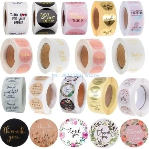 500Pcs 2.5cm/1inch Label Stickers Cute Circle Paper Thank You Seal labels For Your Order Handmade Stationery Stickers 20 Styles
