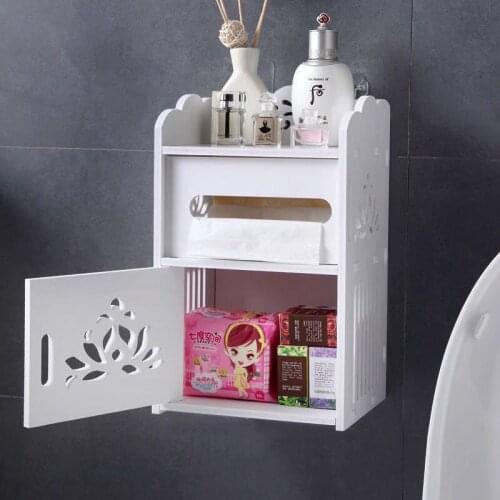 4 Style Wall Mounted PVC Waterproof Toilet Cabinet Bathroom Storage Rack Tissue Box Kitchen Bathroom Organizer Makeup Organizer