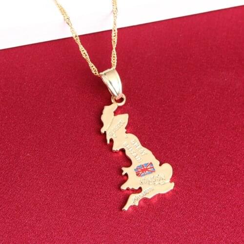 United Kingdom Map Pendant Necklace British Glasgow London UK Great Britain And Northern Ireland Flag Jewelry