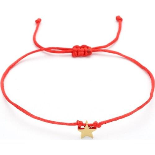 Charm Star Pendant Red Rope String Bracelet Fashion Lucky Handmade Stainless Steel Bangle for Women Men Birthday Jewelry Gift