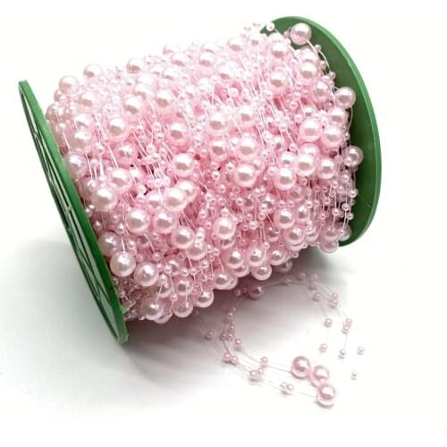 5Yards 3+8mm Fishing Line Artificial Pearls Flower Beads Chain Garland Flowers Wedding Party Decoration Diy Accessories #S10s07