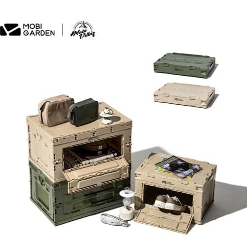 Mobi Garden Outdoor PP Folding Storage Case 20L50L 80L Large Capacity Portable Travel Double Door Tool Storage Case Stackable