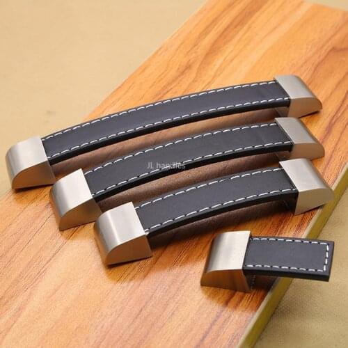 Moderne Lederen Handvat Knoppen Pull Meubels Kabinet Borst Lade Deurknoppen Koffer Handvat Schroeven Meubels Hardware