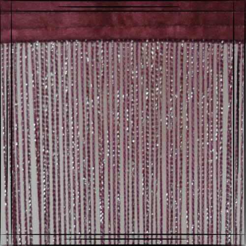 Gülpınar Curtain Burgundy Silver Lurex Thin Chain Rope Curtain