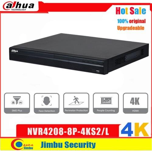 Dahua NVR 4K H.265 POE Video Recorder NVR4208-8P-4KS2/L 8 POE port 8CH 1 Up to 4K Resolution
