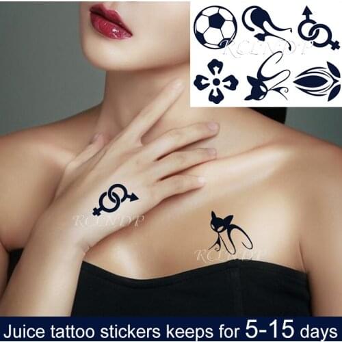 Waterproof Temporary Juice Ink Tattoo Sticker Cat Fox Football Gender Design Fruit Gel Long Lasting Tatto for Men Women