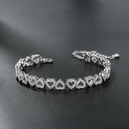 WEIMANJINGDIAN Brand New Arrival High Quality Heart Shape Cubic Zirconia CZ Crystal Bridal Wedding Bracelets